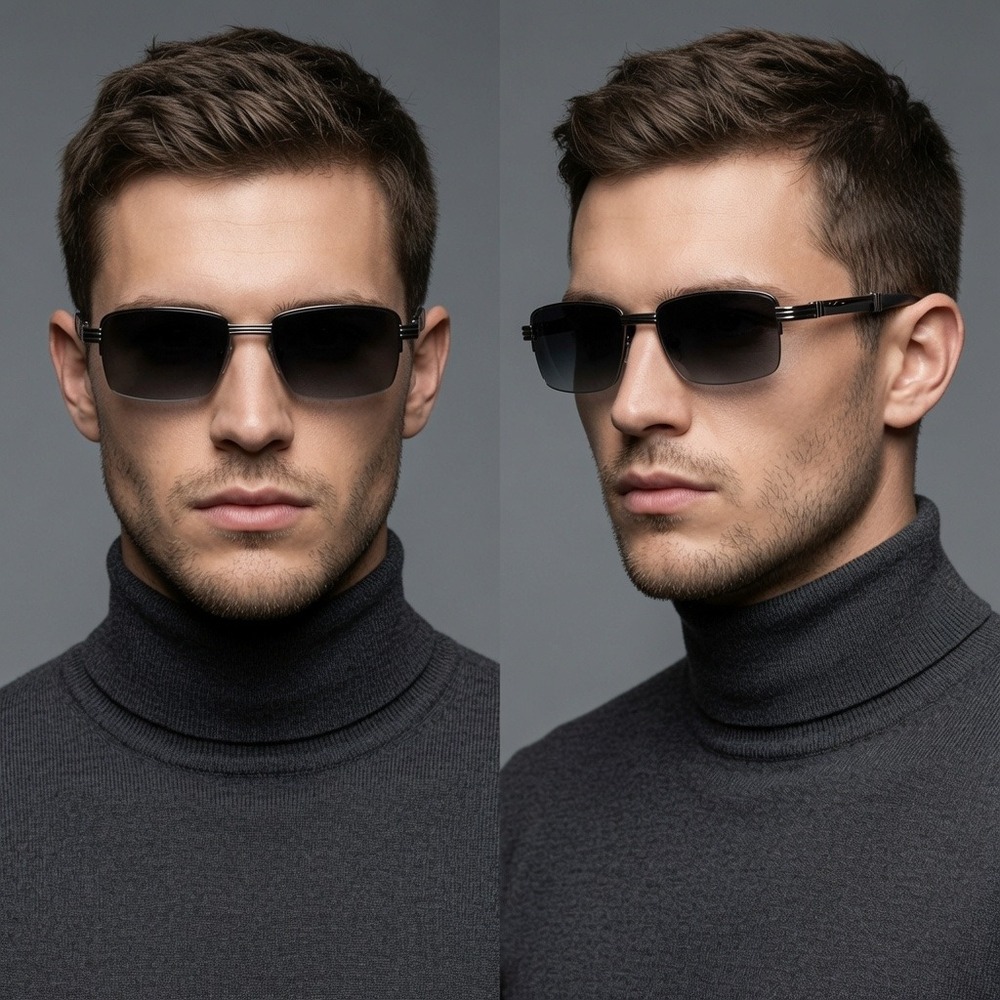 Mens Sunglasses‎ Luxury rimless spectacles designed right metallic bridge hinge